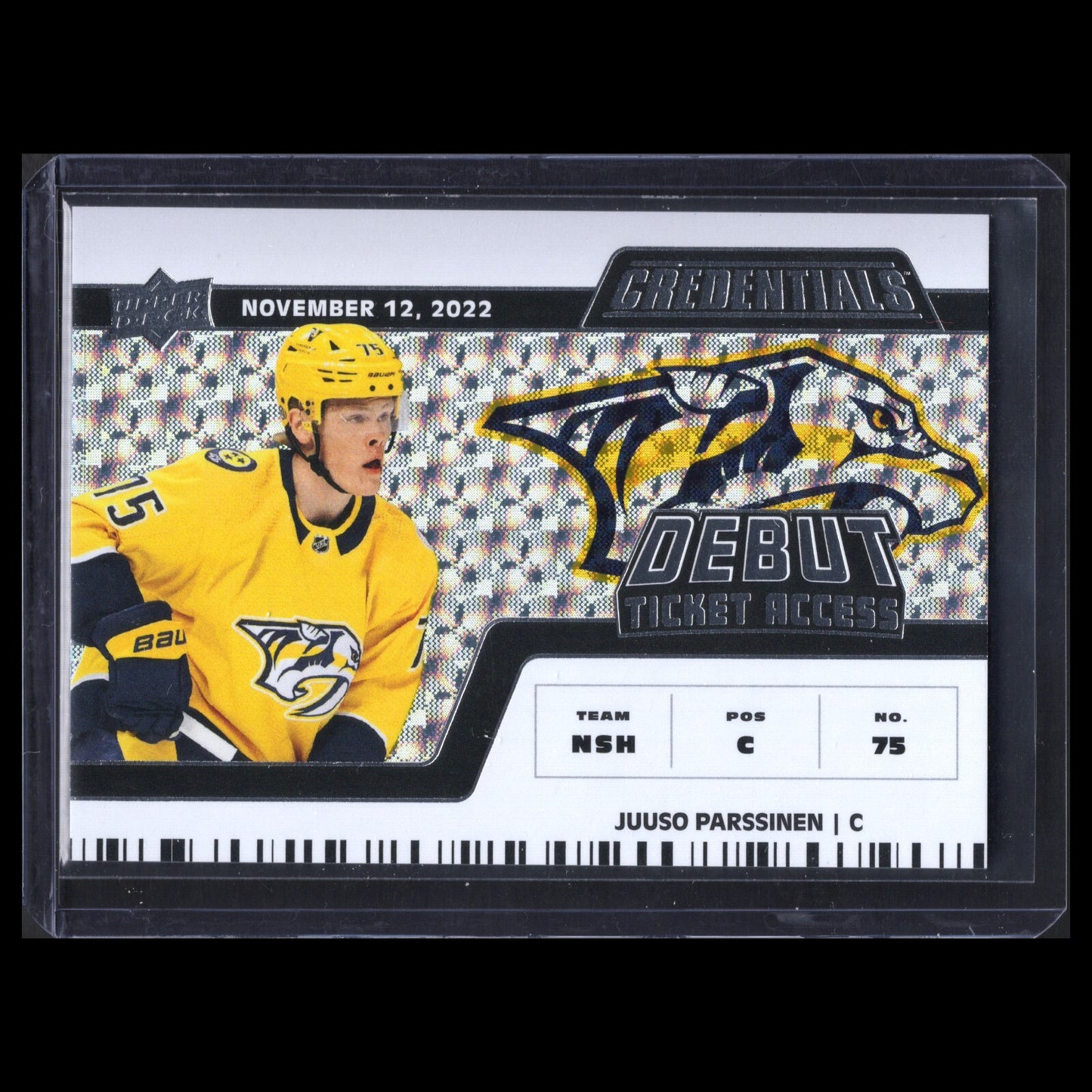 2022-23 UD Credentials JUUSO PARSSINEN #167 Debut Ticket Access RC 710/799