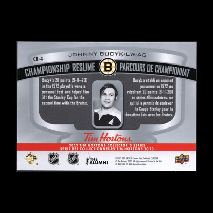2023 UD Tim Hortons JOHNNY BUCYK #CR-4 Championship Resume - Boston Bruins