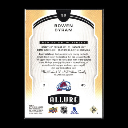 2020-21 UD Allure BOWEN BYRAM #98 Red Rainbow Jersey Rookie RC