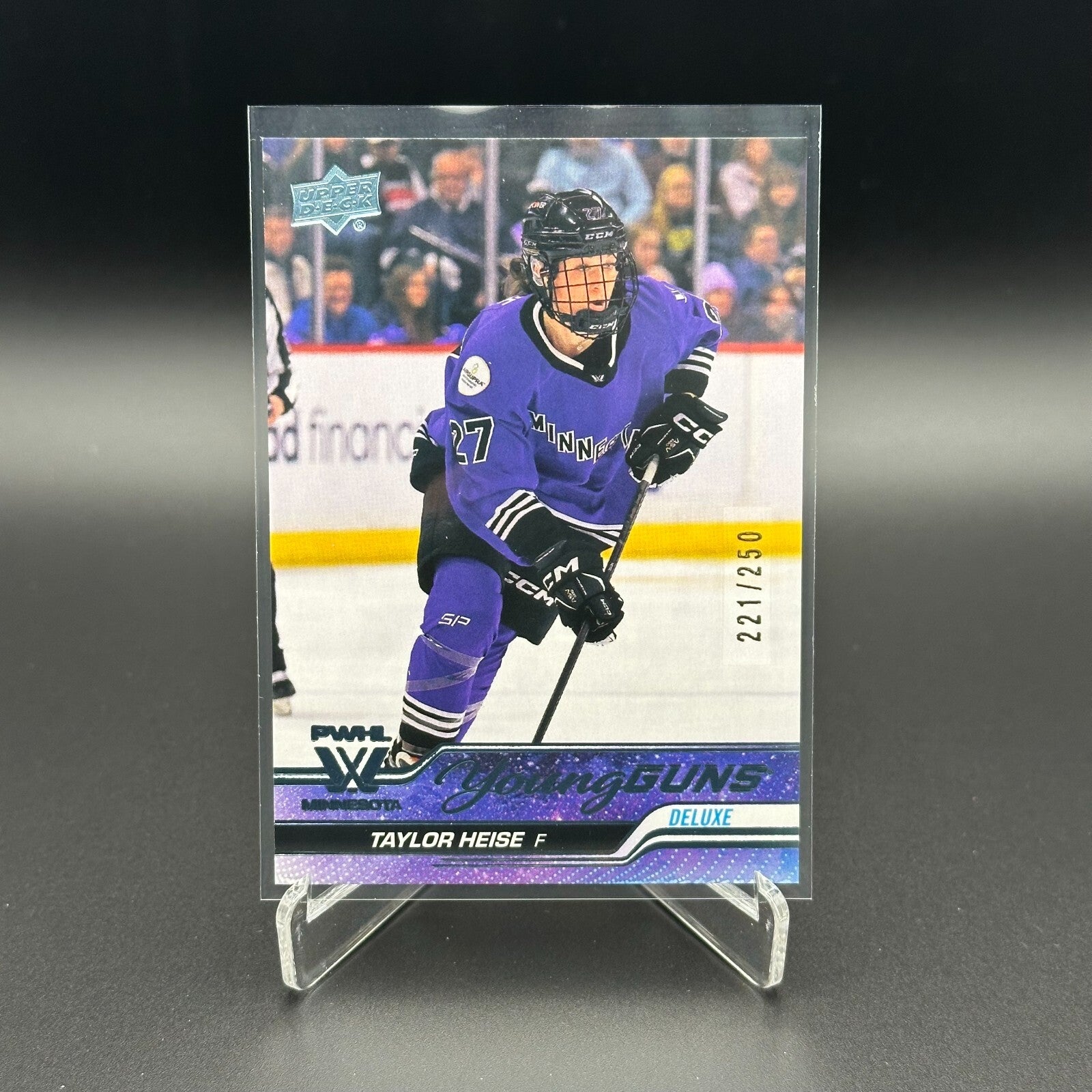 2024-25 UD PWHL TAYLOR HEISE #61 Young guns Deluxe /250 RC MVP - 1st Edition!