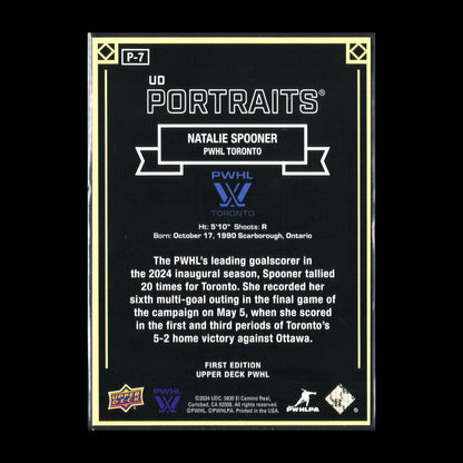 2024-25 UD PWHL NATALIE SPOONER #P-7 UD Portraits - 1st EDITION!