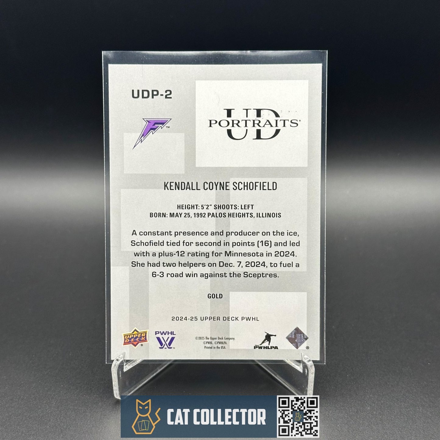 2024-25 UD PWHL KENDALL COYNE SCHOFIELD #UDP-2 UD Portraits Gold /399