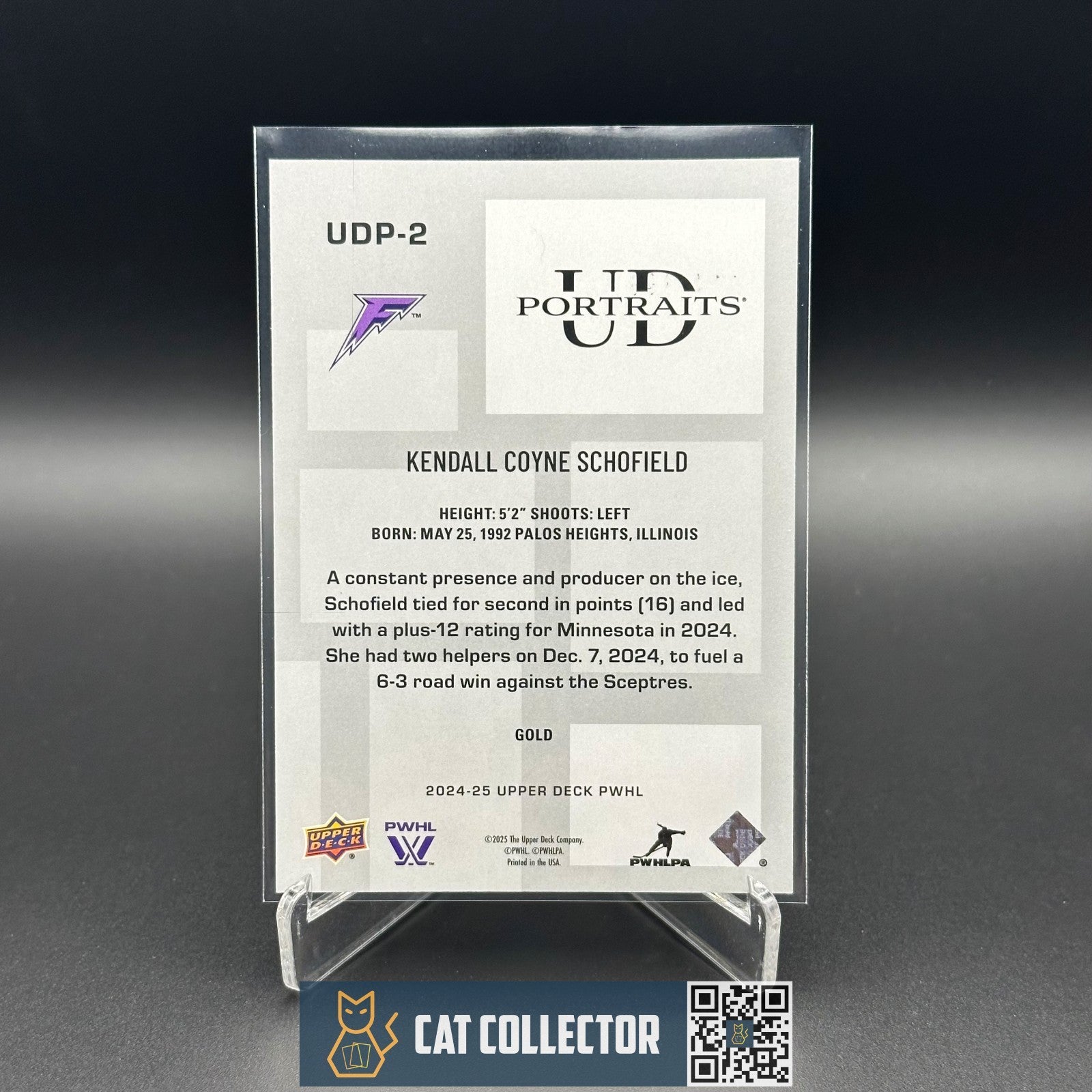 2024-25 UD PWHL KENDALL COYNE SCHOFIELD #UDP-2 UD Portraits Gold /399