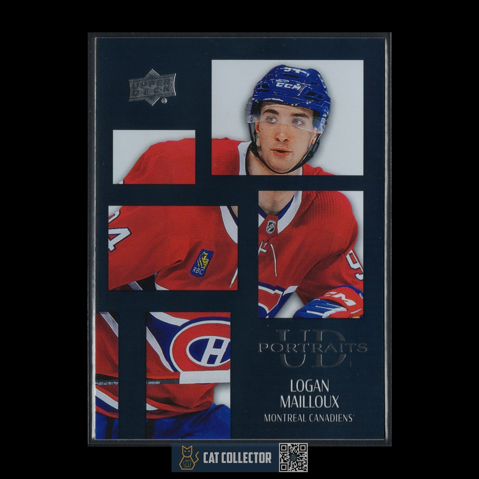 2024-25 UD Series 2 LOGAN MAILLOUX #P45 UD Portraits Black parallel Rookie RC