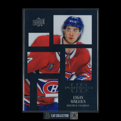 2024-25 UD Series 2 LOGAN MAILLOUX #P45 UD Portraits Black parallel Rookie RC