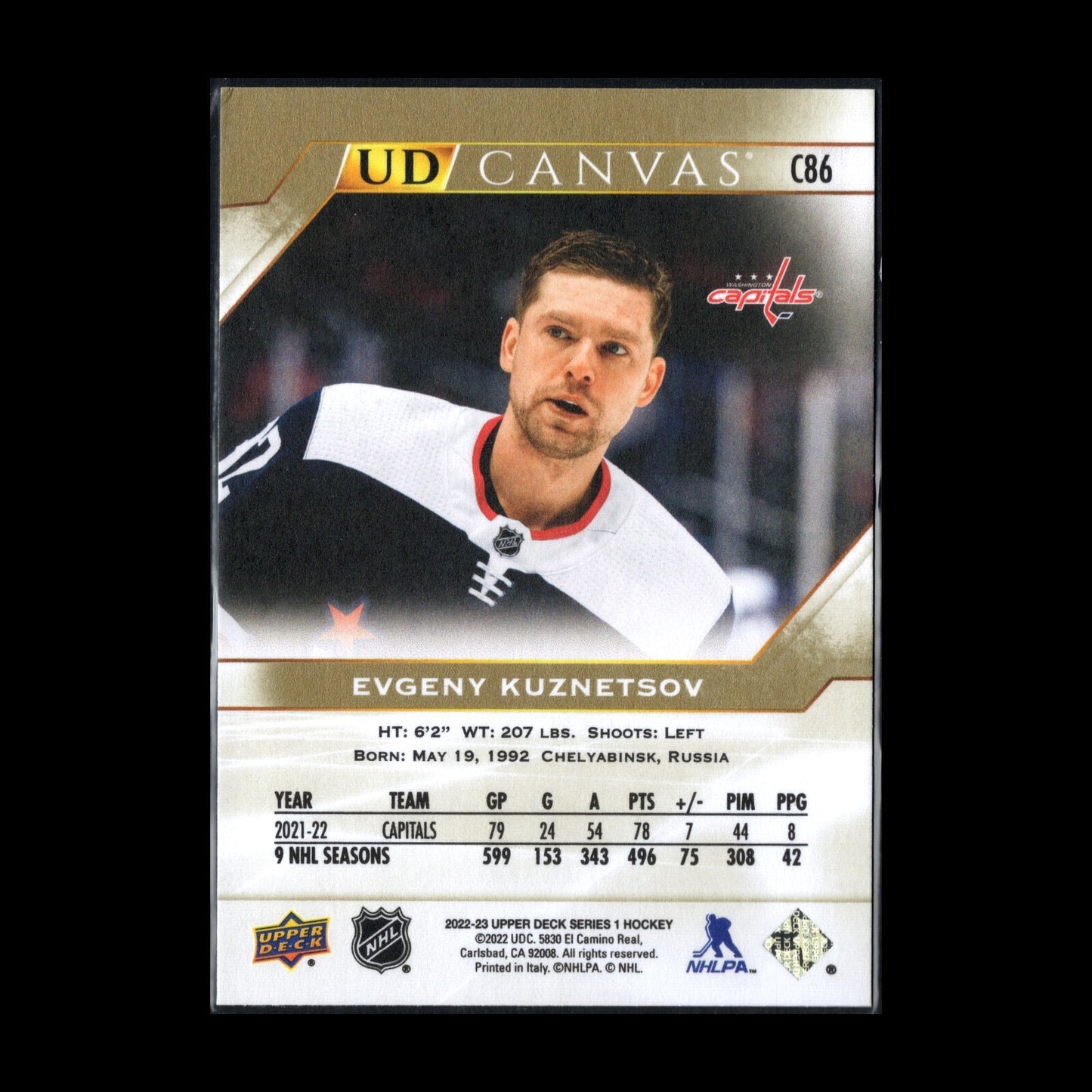 2022-23 UD Series 1 EVGENCY KUZNETSOV #C86 UD Canvas - Washington Capitals