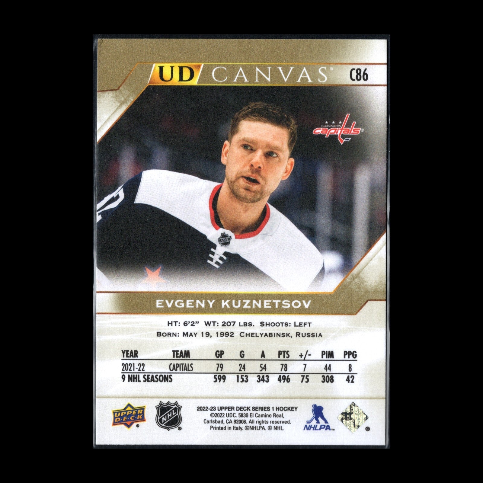 2022-23 UD Series 1 EVGENCY KUZNETSOV #C86 UD Canvas - Washington Capitals