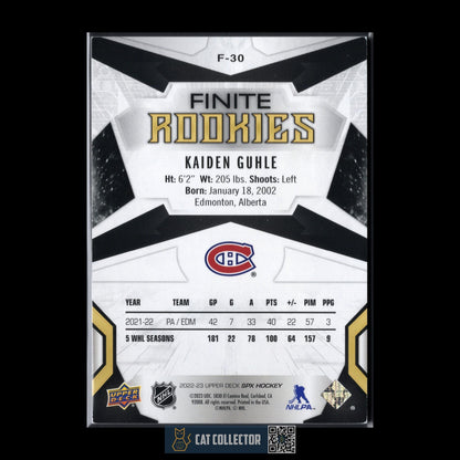 2022-23 UD SPx KAIDEN GUHLE #F-30 Finite Rookies Silver RC /499