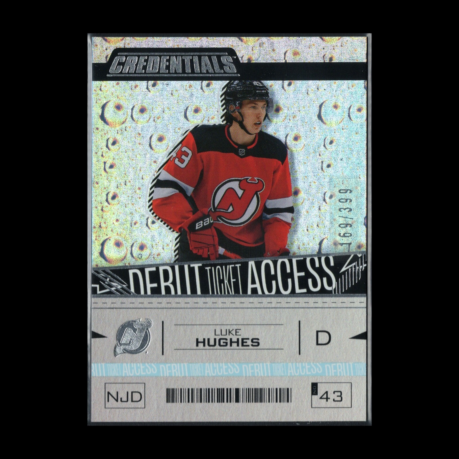 2023-24 UD Credentials LUKE HUGHES #196 Debut Ticket Access Rookie RC /399
