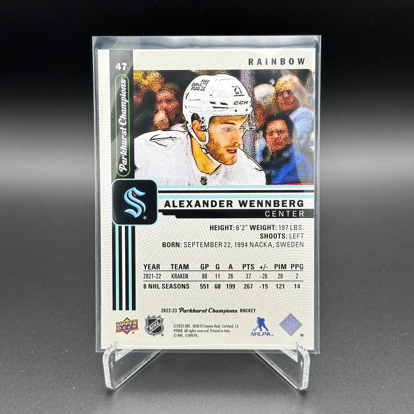 2022-23 UD Parkhurst Champions ALEXANDER WENNBERG #47 Rainbow - Seattle Kraken