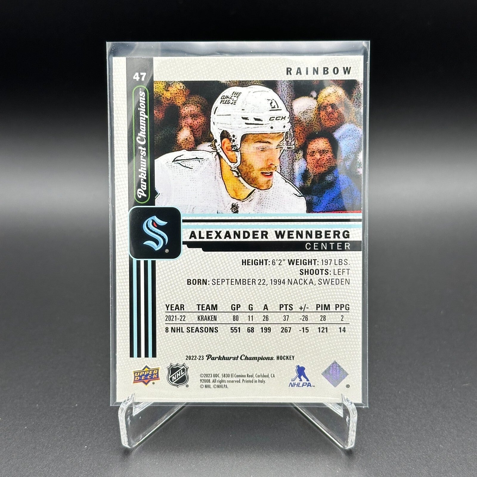 2022-23 UD Parkhurst Champions ALEXANDER WENNBERG #47 Rainbow - Seattle Kraken