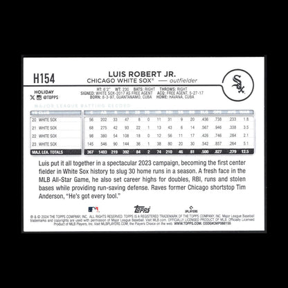 2024 Topps Holiday LUIS ROBERT JR. #H154 Image Variation RC - Chicago White Sox