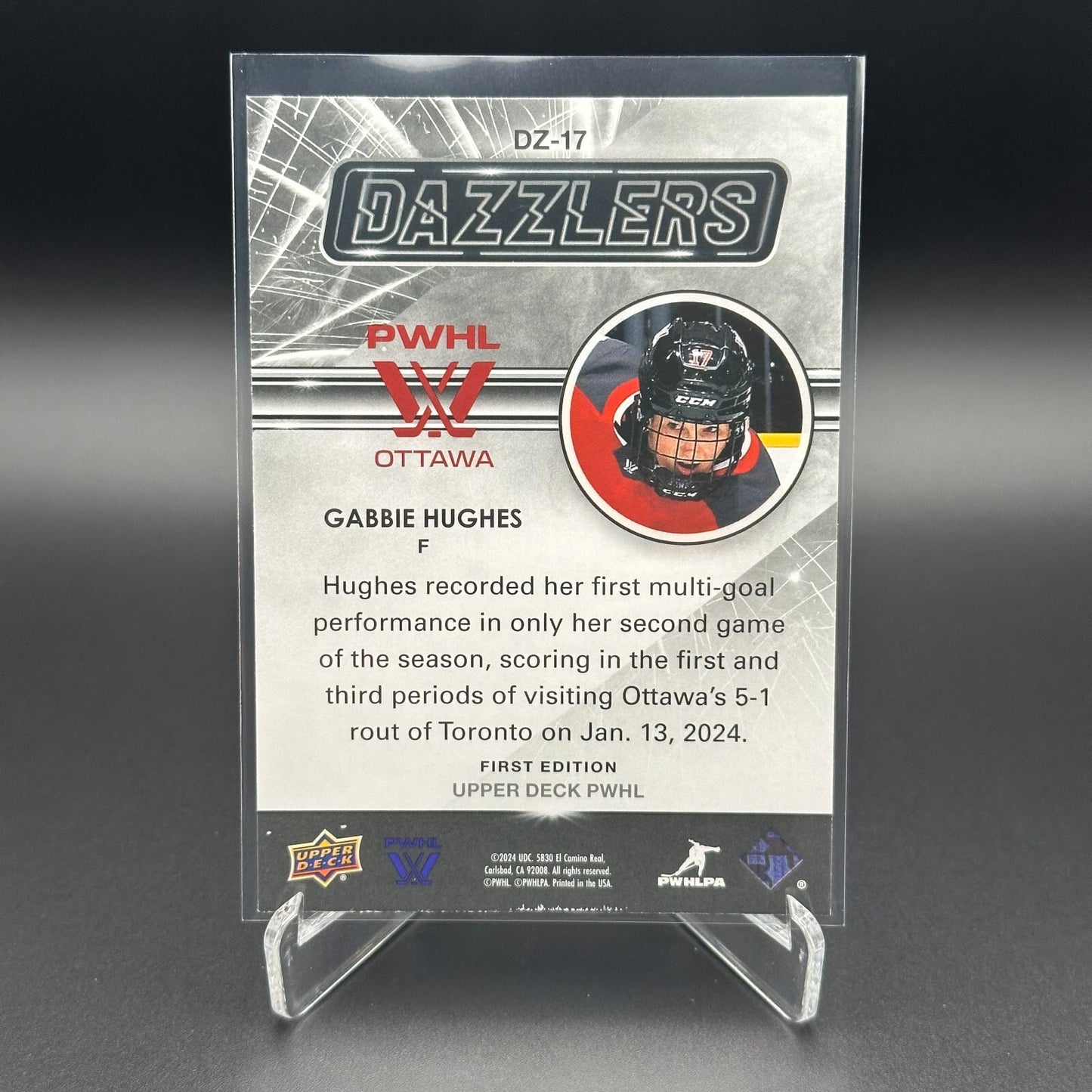 2024-25 UD PWHL GABBIE HUGHES #DZ-17 Dazzlers Blue - 1st EDITION!