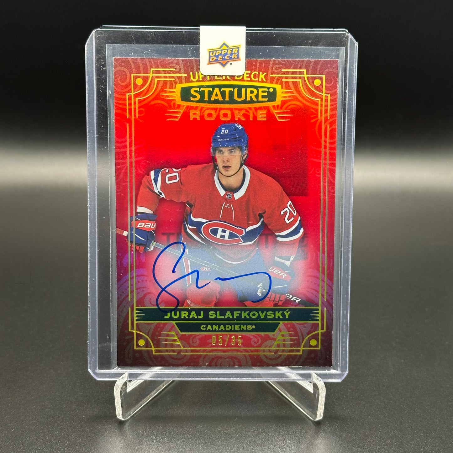 2022-23 Upper Deck Stature JURAJ SLAFKOVSKY #105 Rookie Auto Red /35